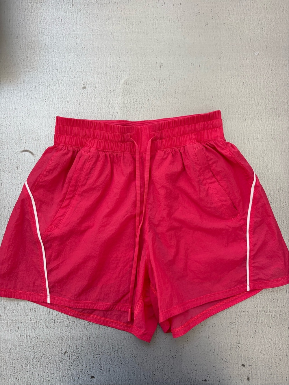 lululemon athletica Bright Pink Athletic Shorts with White Piping